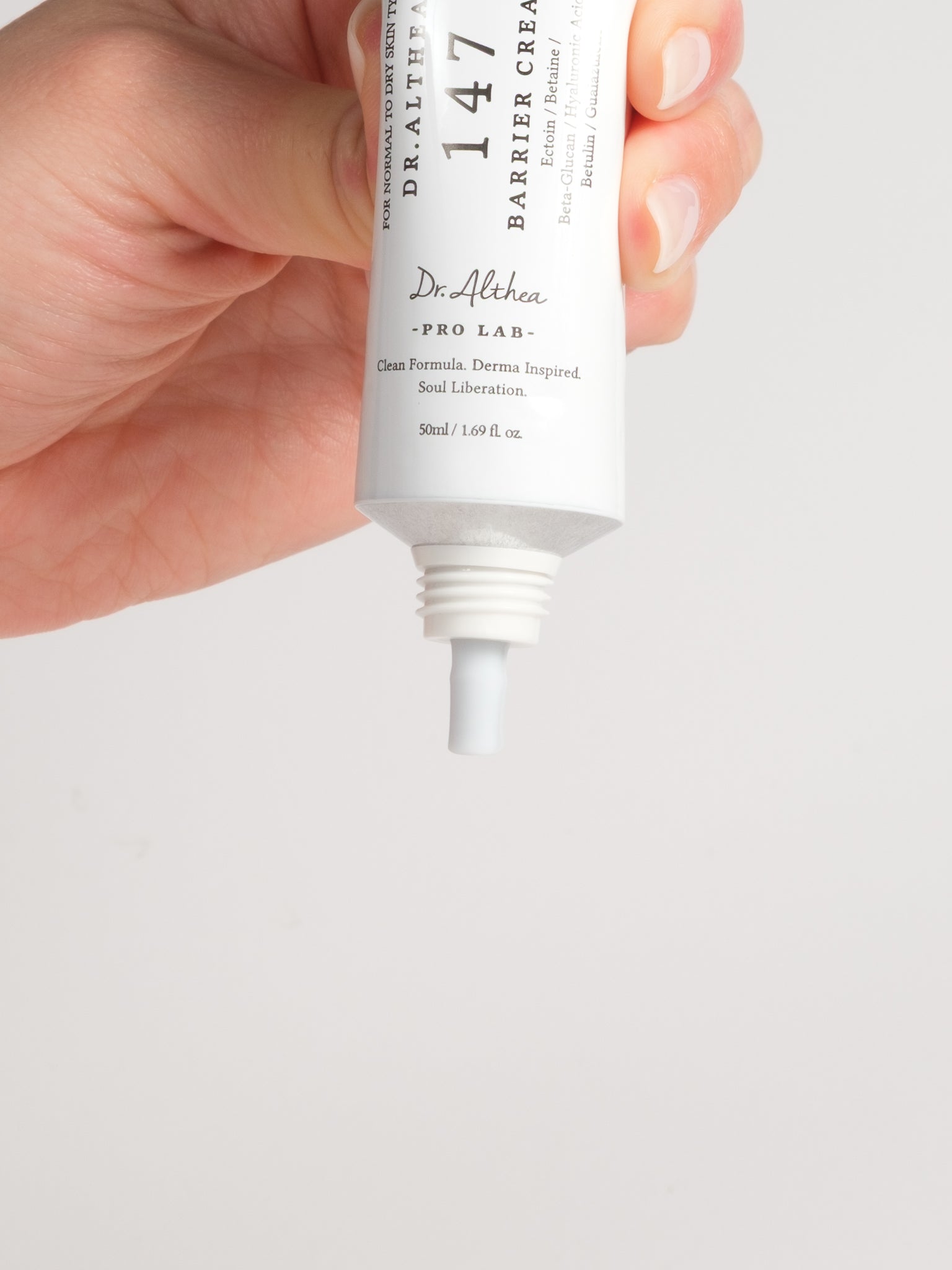 Macro shot of Dr. Althea 147 Barrier Cream showing its smooth, cushiony cream texture