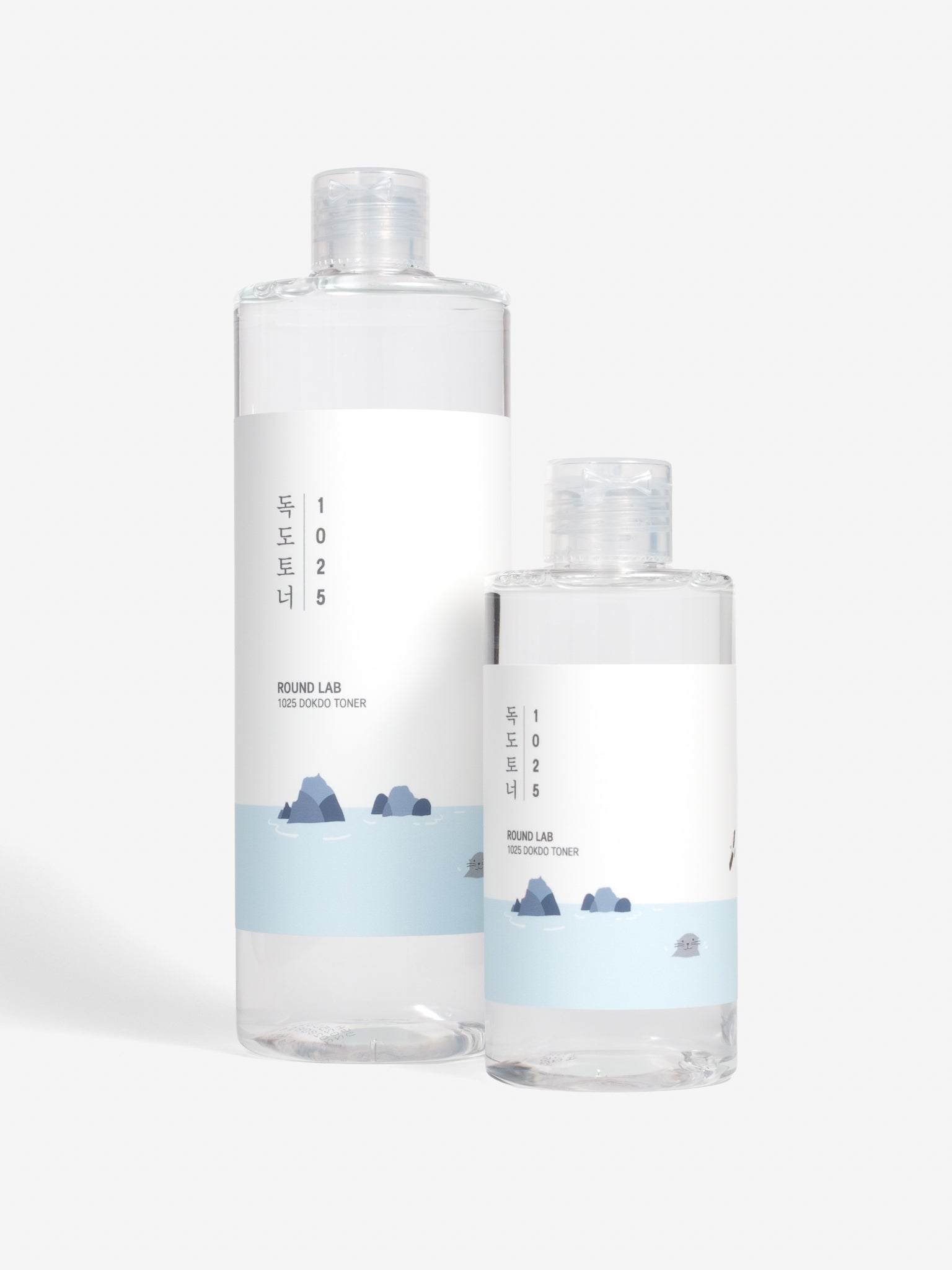 Round Lab 1025 Dokdo Toner range showing 200ml and 500ml bottles