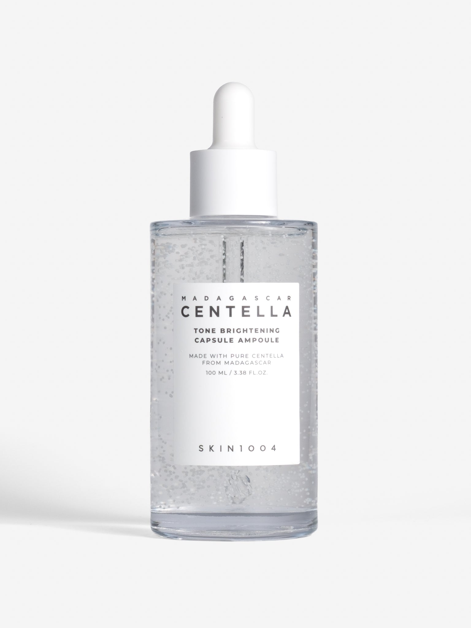 SKIN1004 Madagascar Centella Tone Brightening Capsule Ampoule bottle, a niacinamide and tranexamic acid brightening ampoule
