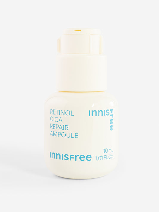 Innisfree Retinol Cica Repair Ampoule bottle on a white background