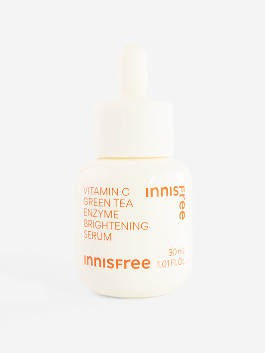 Innisfree Vitamin C Green Tea Enzyme Brightening Serum bottle on a white background