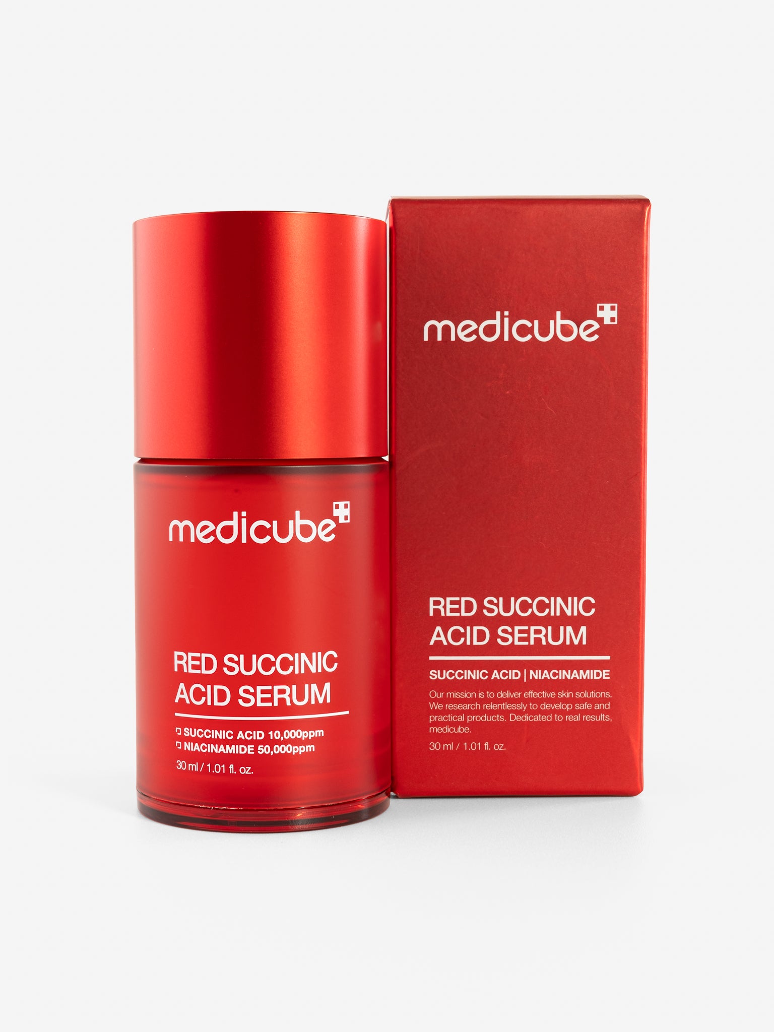 Red Succinic Acid Serum by Medicube with packaging on a white background