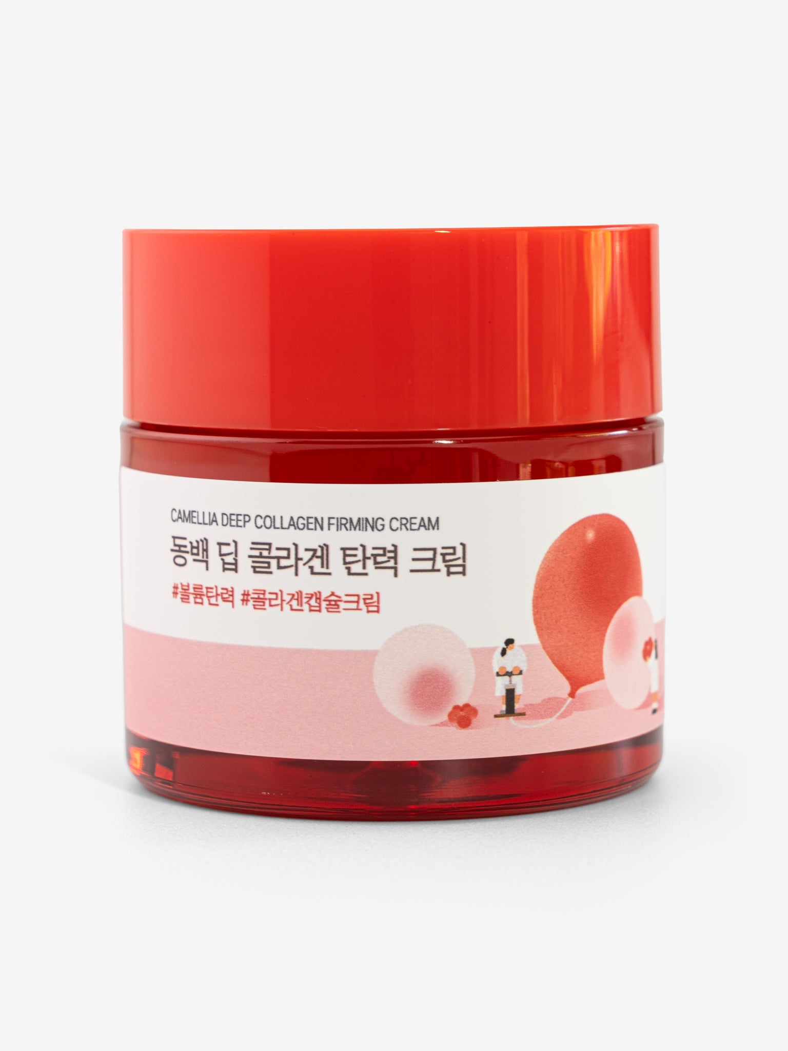 Roundlab camellia deep collagen firming cream on white background