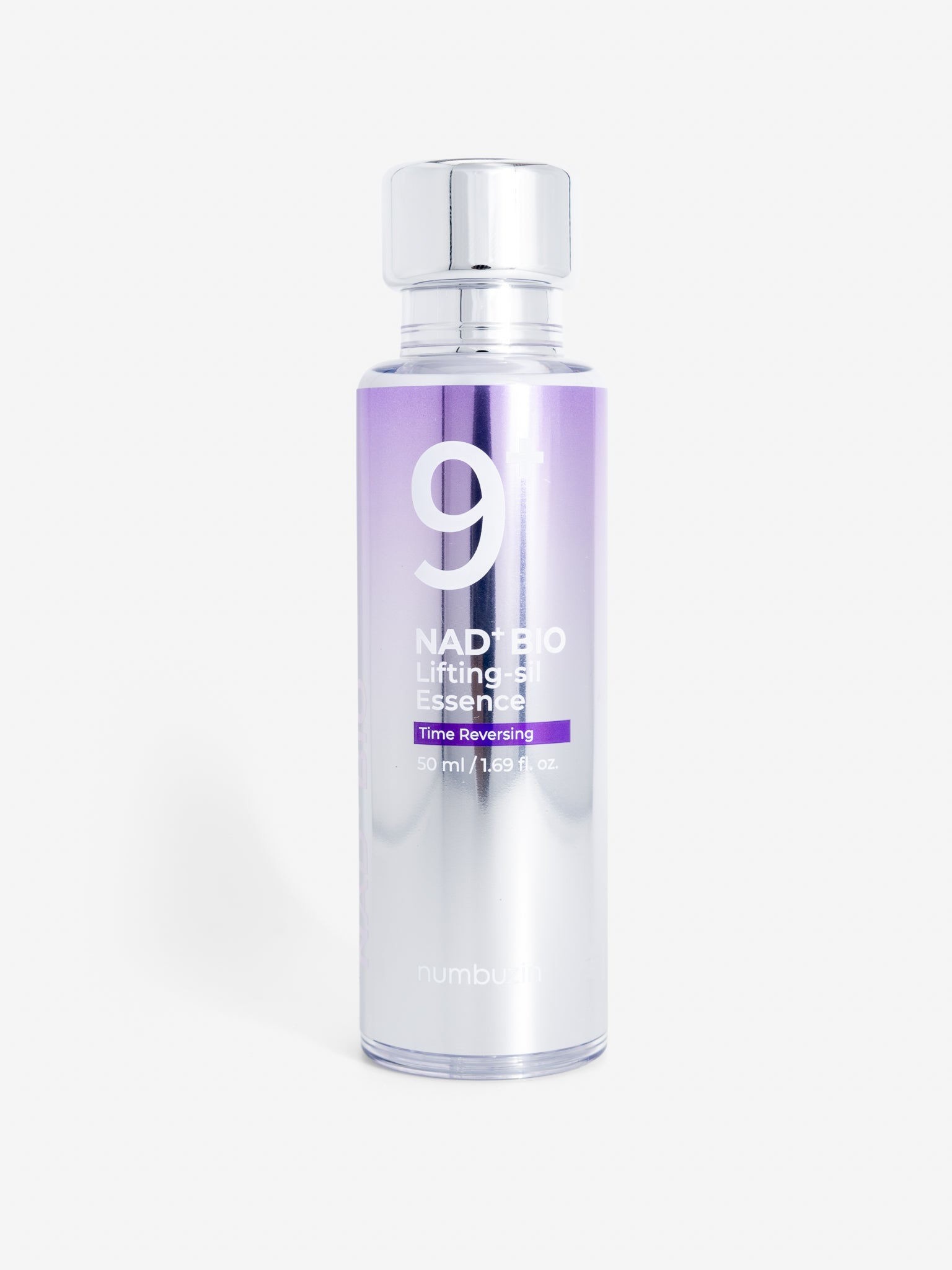 Bottle of numbuzin no9 nad bio lifting sil essence on a white background