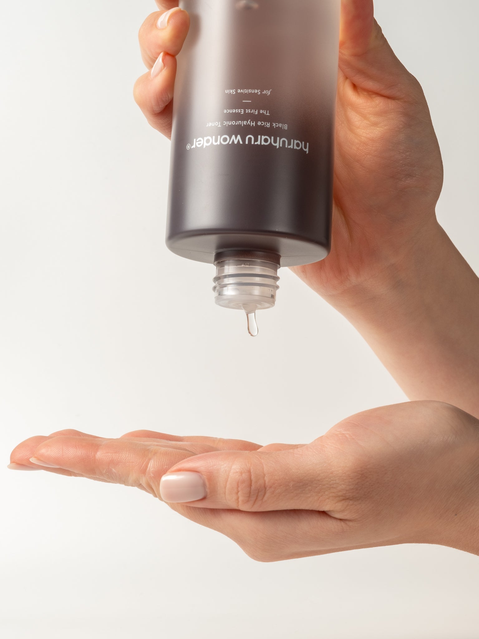 haruharu wonder Black Rice Hyaluronic Toner Free of Alcohol & Fragrance 300ml with liquid on white background