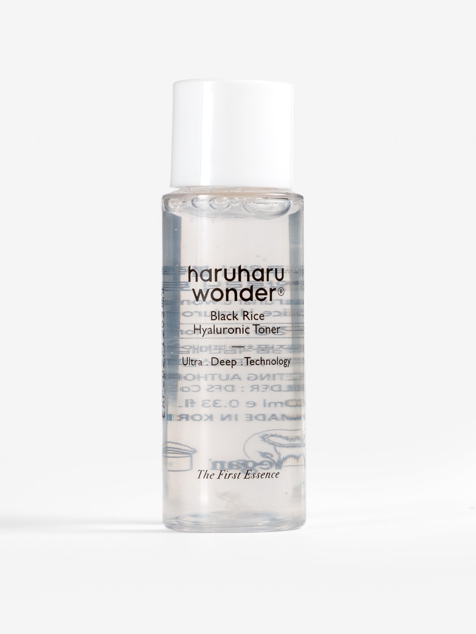 Haruharu Wonder Black Rice Hyaluronic Toner 10ml bottle on a white background