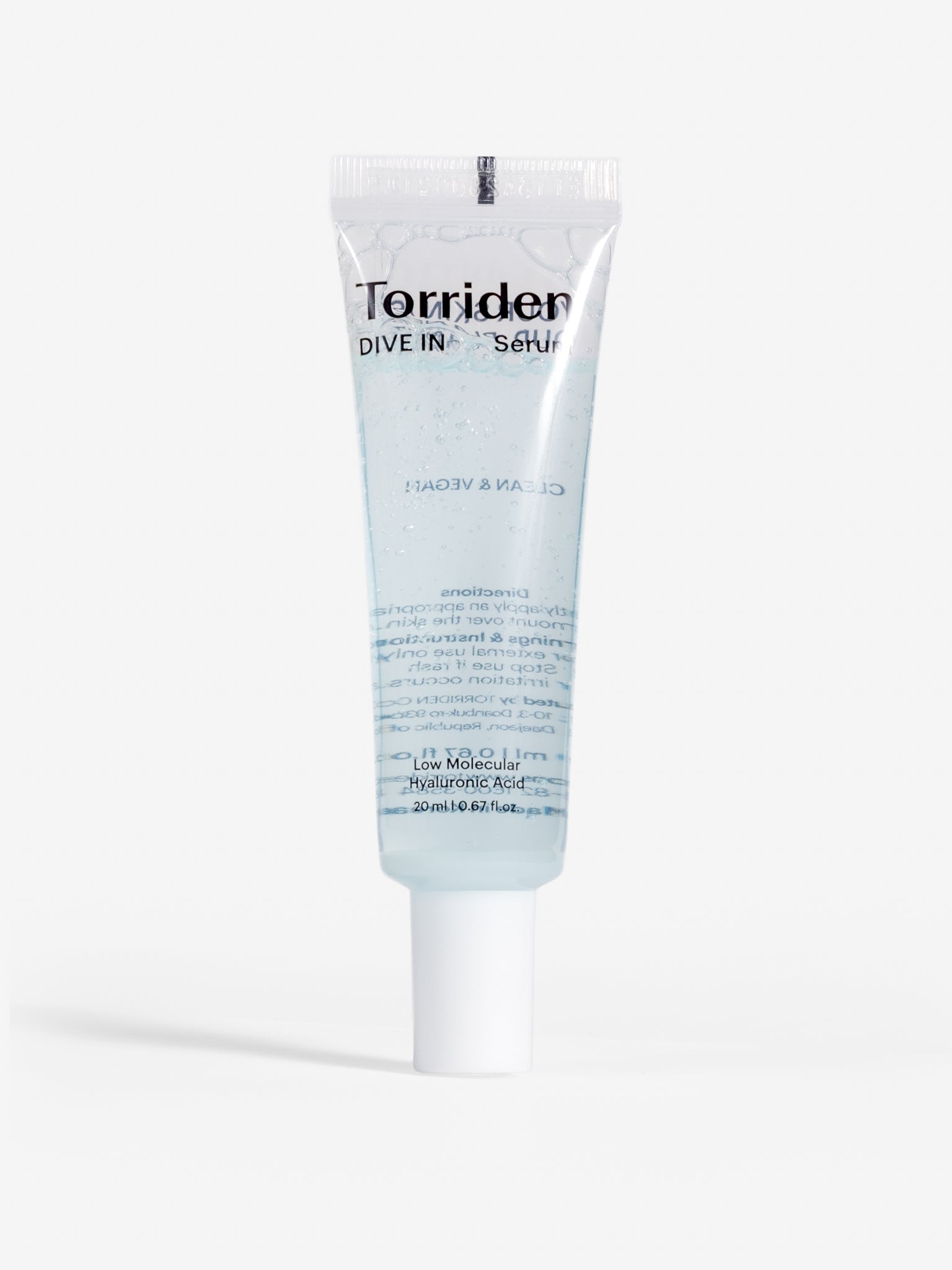 Tube of Torriden dive in serum 20ml on a white background