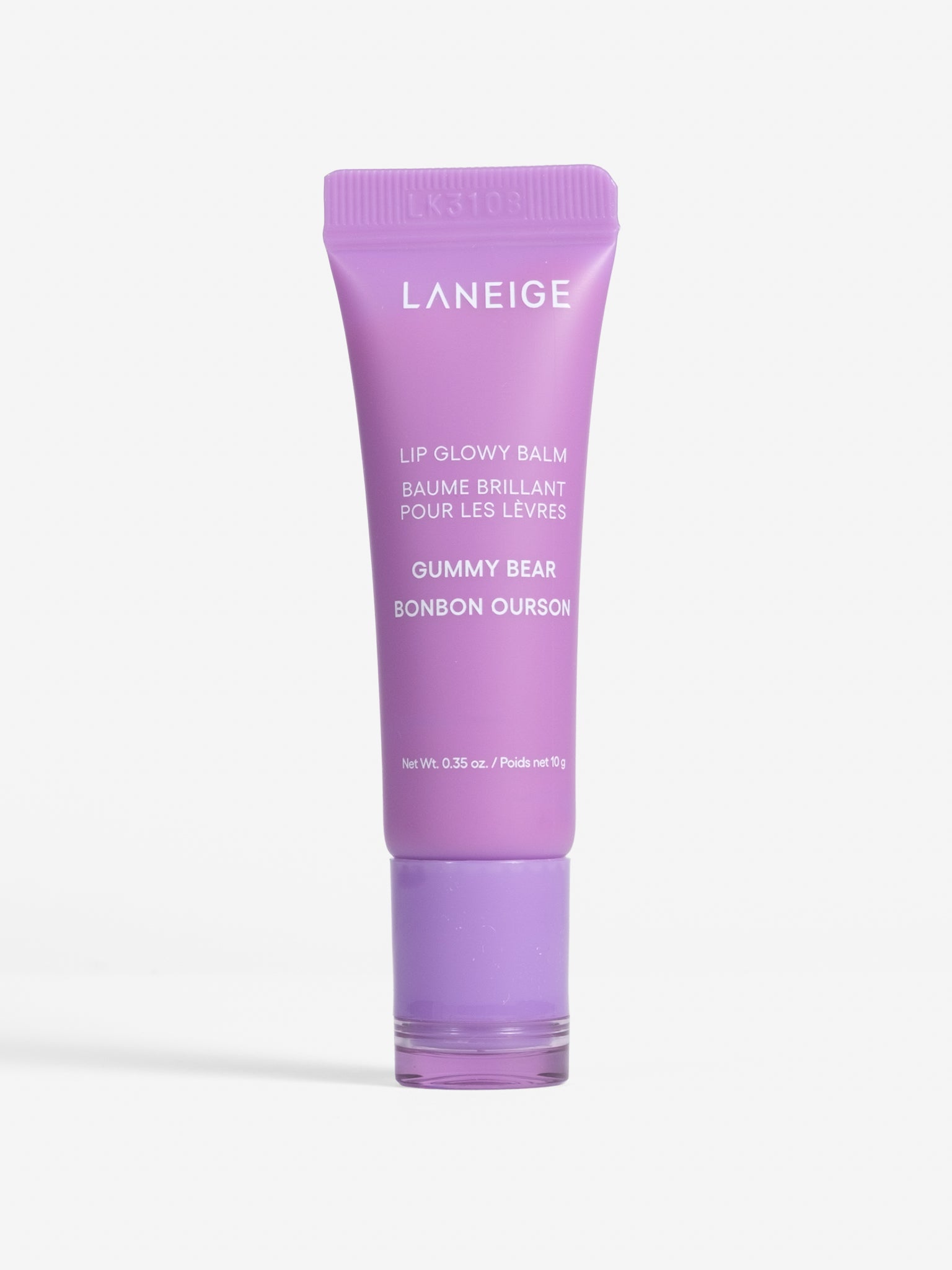 Laneige Lip Glowy Balm in Gummy Bear, a glossy hydrating lip balm tube