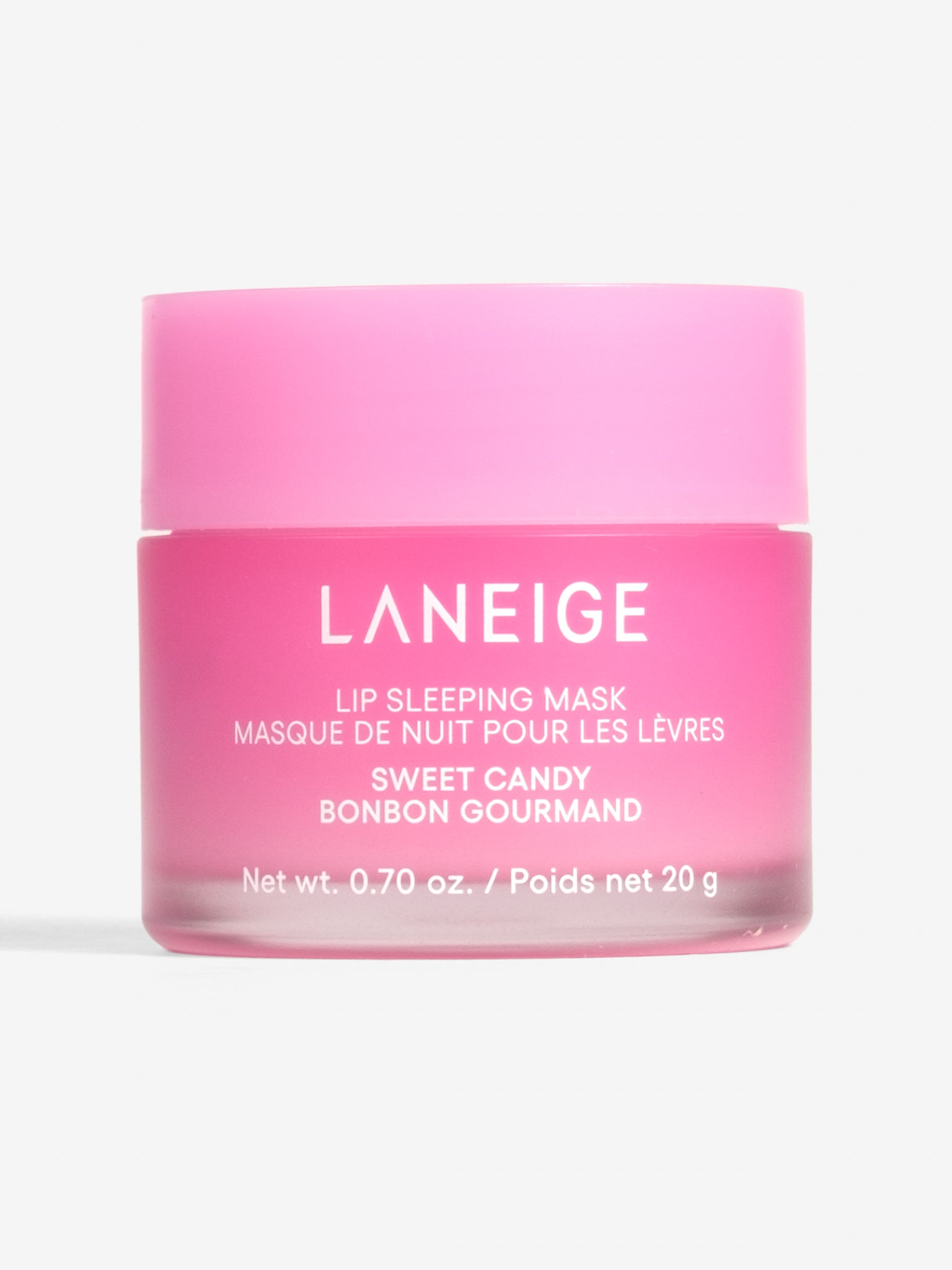 Laneige Lip Sleeping Mask in Sweet Candy, a hydrating overnight lip treatment jar