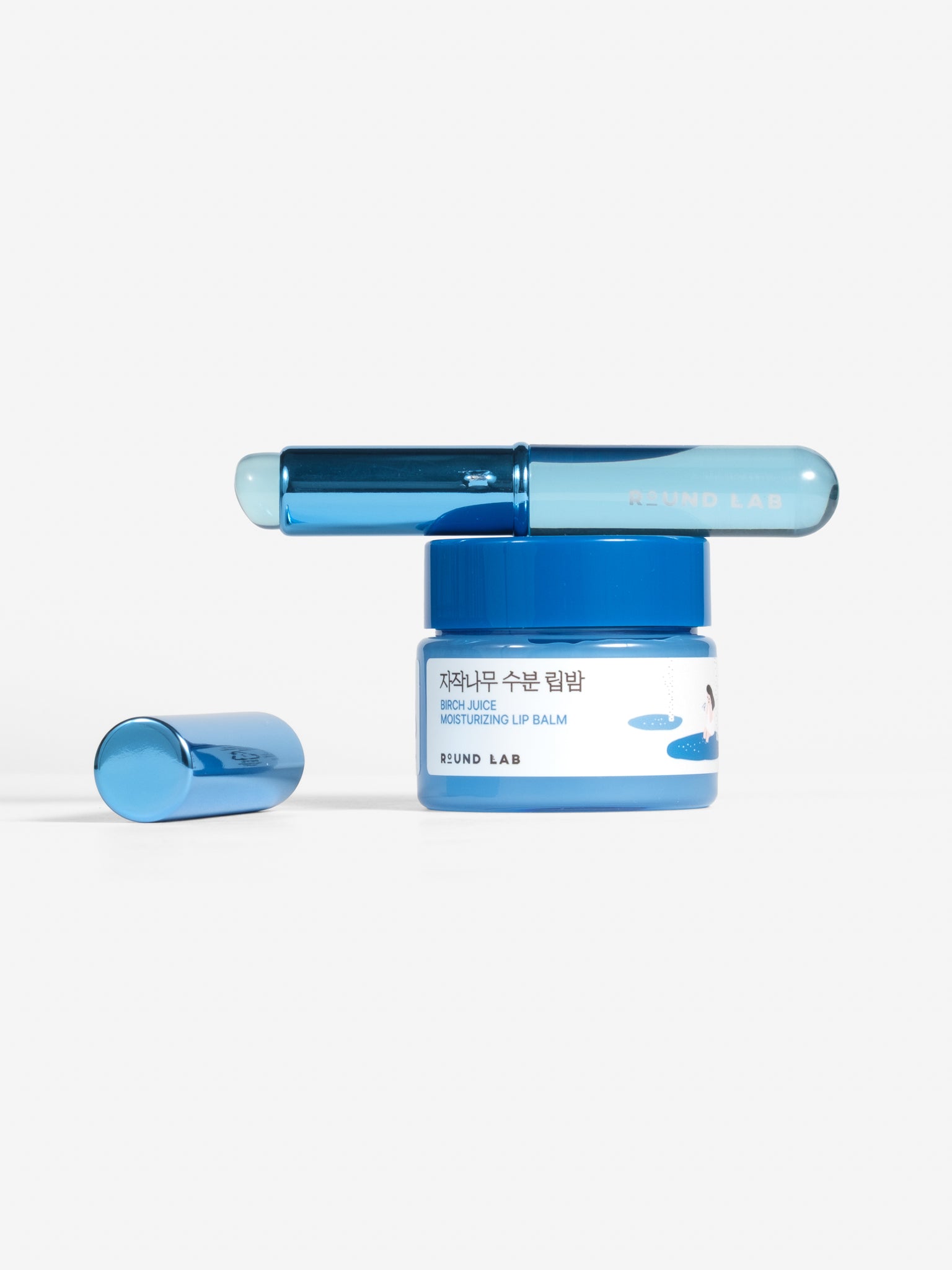Round Lab Birch Juice Lip Balm Set with its hygienic silicon lip brush applicator