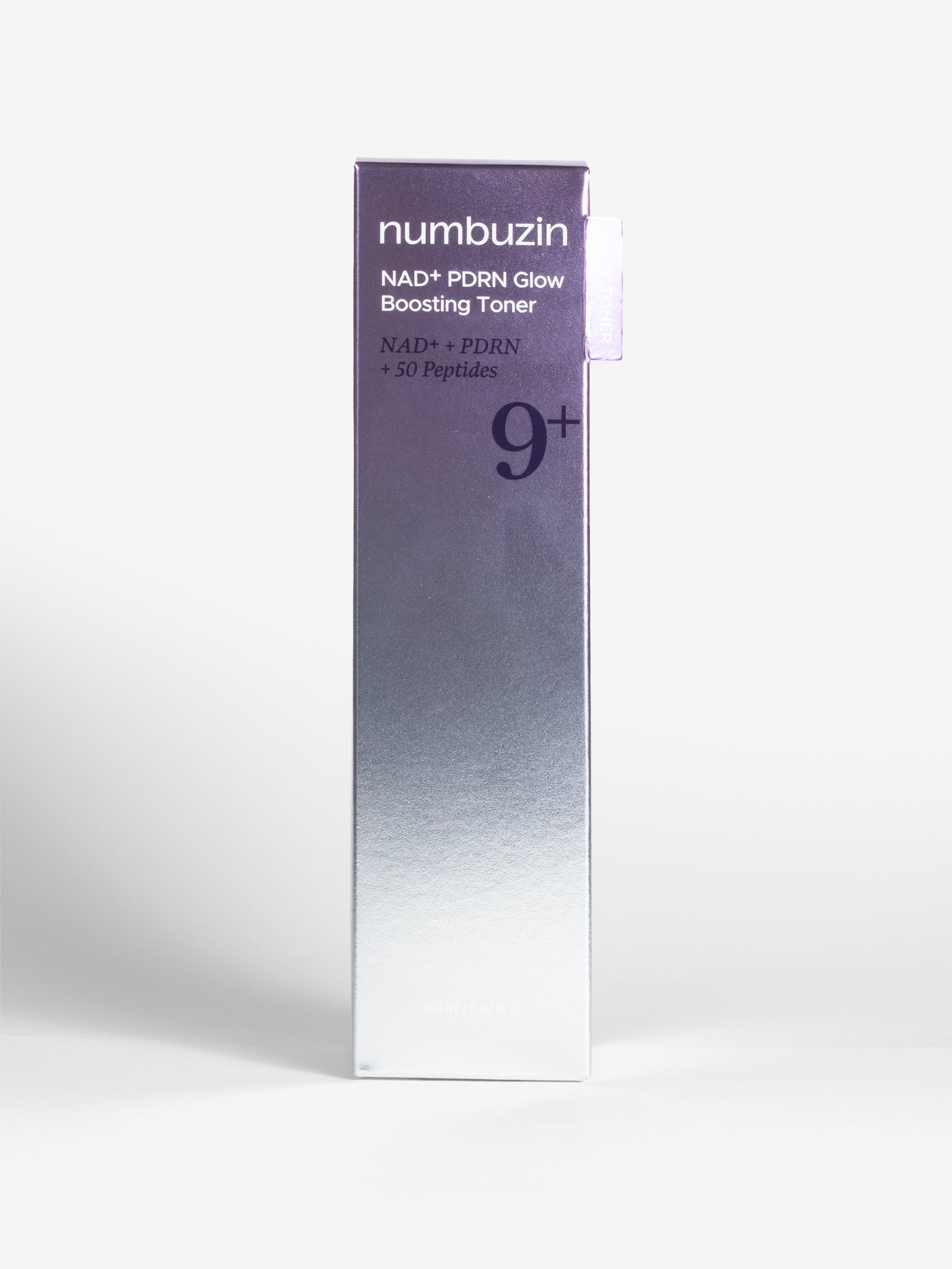 numbuzin No.9 NAD+ PDRN Glow Boosting Toner bottle with its packaging box