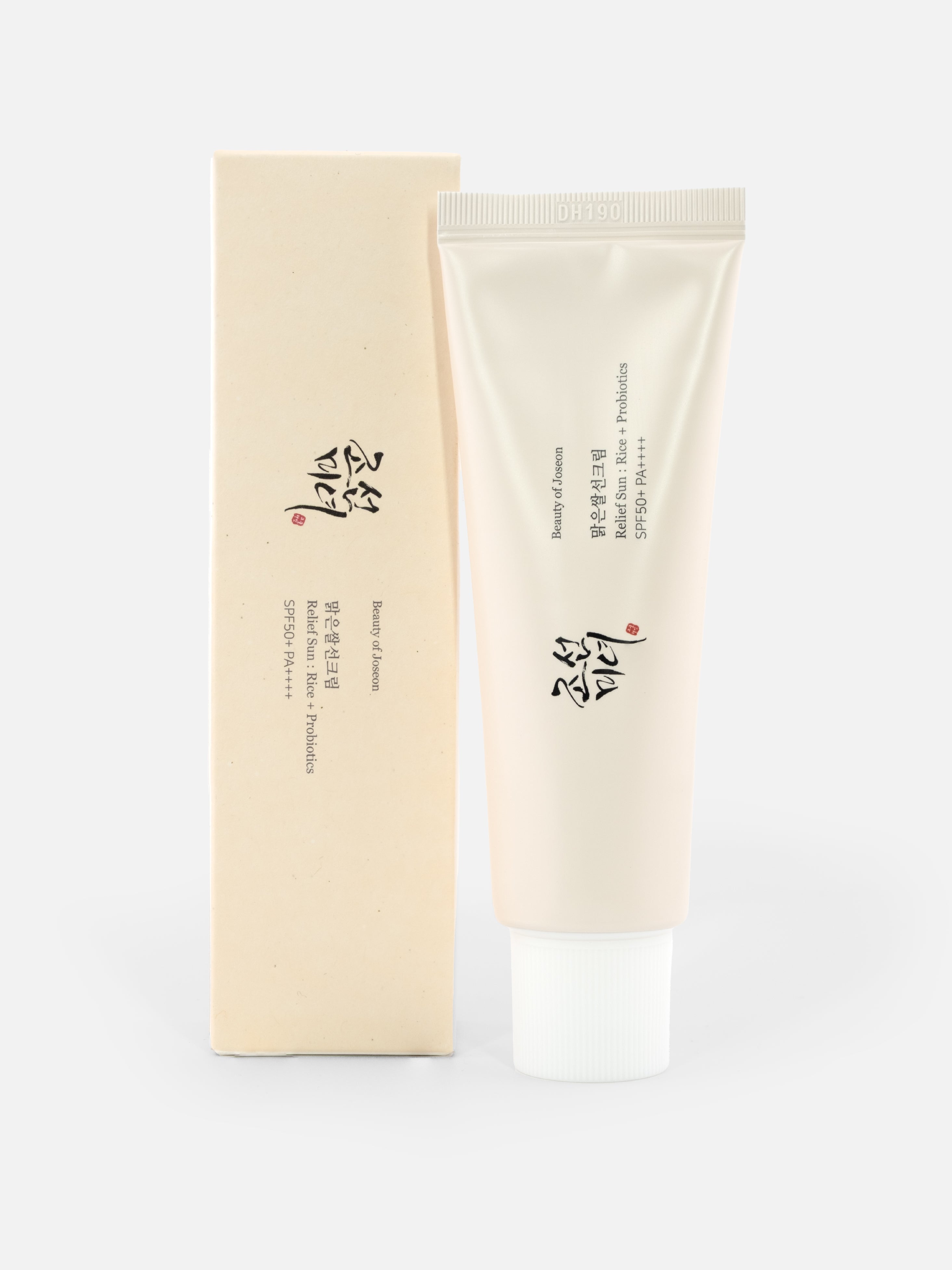Beauty of Joseon	Relief Sun: Rice + Probiotics SPF50+ PA++++	50ml with box on white background