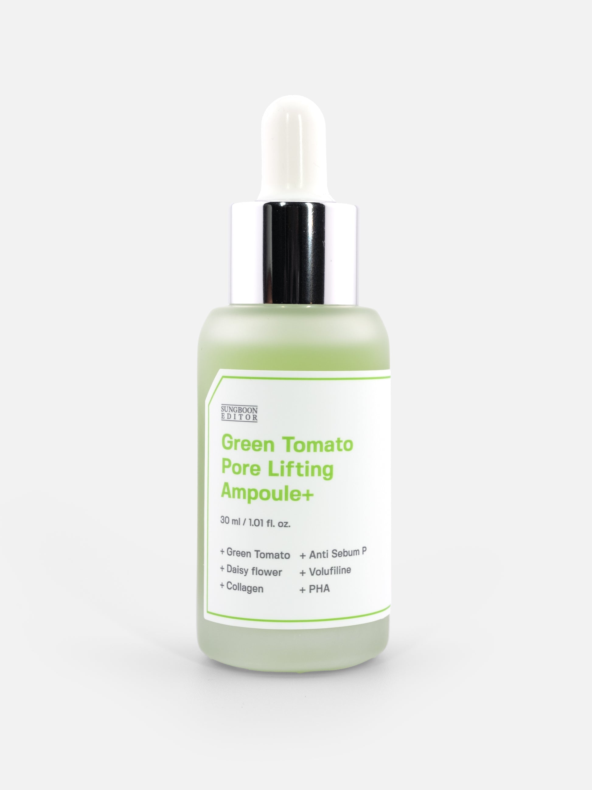 SUNGBOON EDITOR Green Tomato Pore Lifting Ampoule+ 30ml on white background