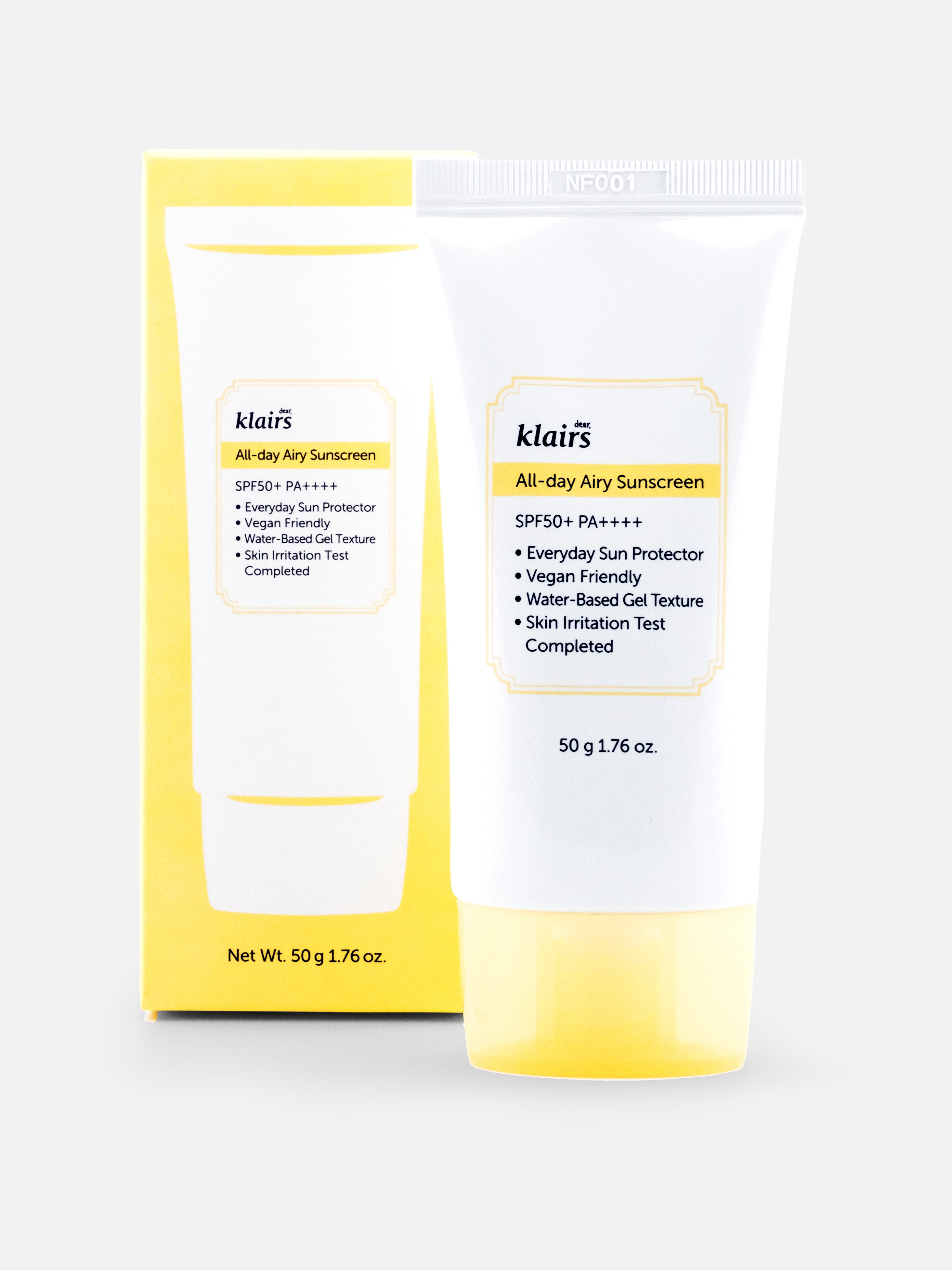 dear, klairs All-Day Airy Sunscreen 50g with box