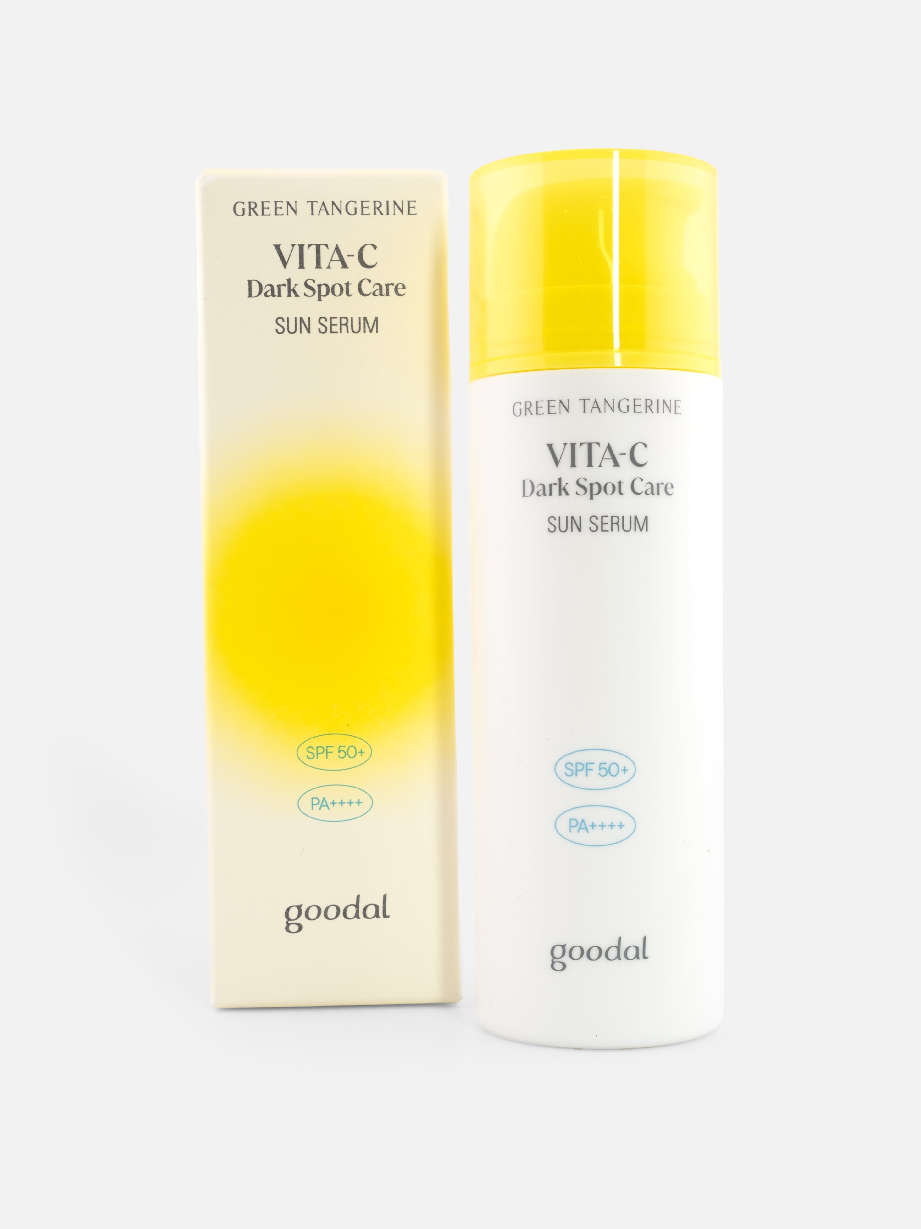 Goodal Vita-C Dark Spot Care Sun Serum with box on a white background